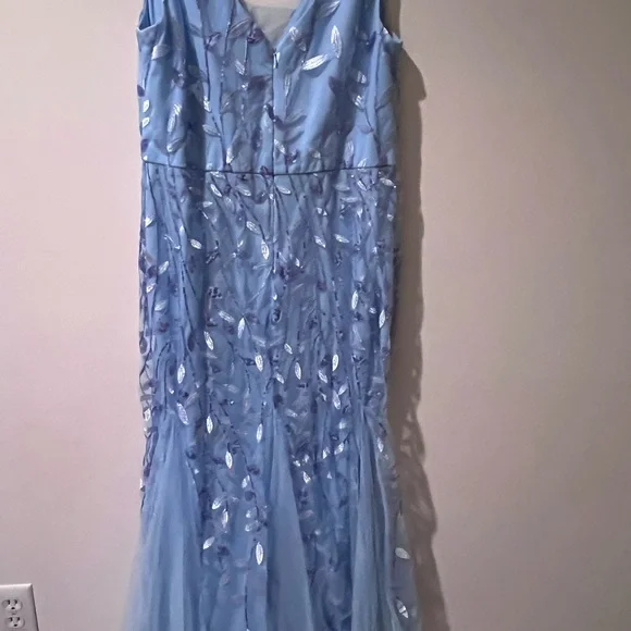 Ever Pretty Light Blue Maxi Dress with Leaf Details - Picture 1 of 4